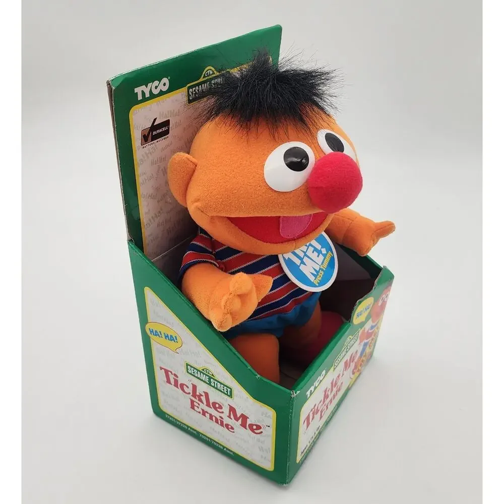 Sesame Street Ernie Vintage Plush Tyco 1996 Tickle Me Laugh Vibrate Kid Toy Work